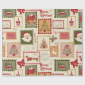 Papier Cadeau Rétro Noël Santa Collage Fêtes (Plat)