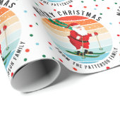 Papier Cadeau Retro Noël Sunset Ski Père Noël Personnalisé S (Coin rond)