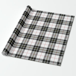 Papier Cadeau Rétro noir blanc Noël Nouvel An Tartan Plaid