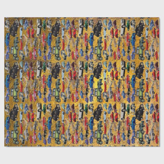 Papier Cadeau Rétro Old Auto (Plat)