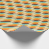 Papier Cadeau Retro Orange Bleu Beige Brown rayures Chute Motif (Coin)