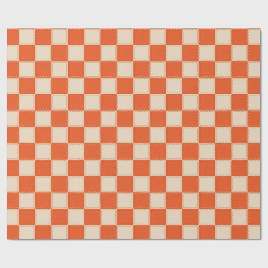 Papier Cadeau Retro Orange Checkerboard (Plat)