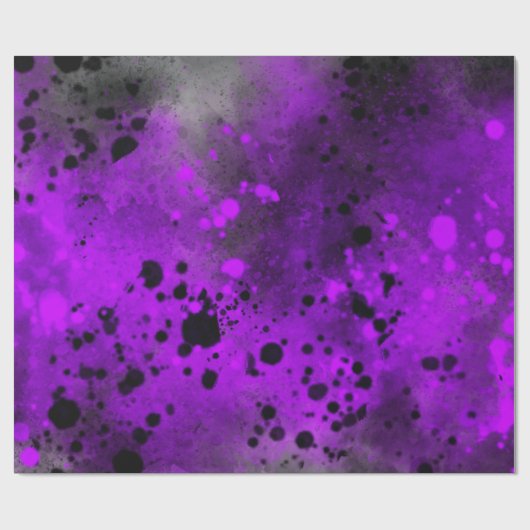 Papier Cadeau Retro Paillettes de peinture violette (Plat)