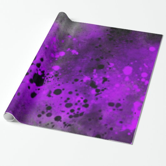 Papier Cadeau Retro Paillettes de peinture violette (Déroulé)