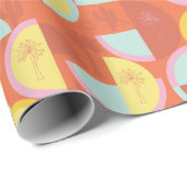 Papier Cadeau Retro Palm Springs Cactus Gift Wrap Paper (Coin rond)