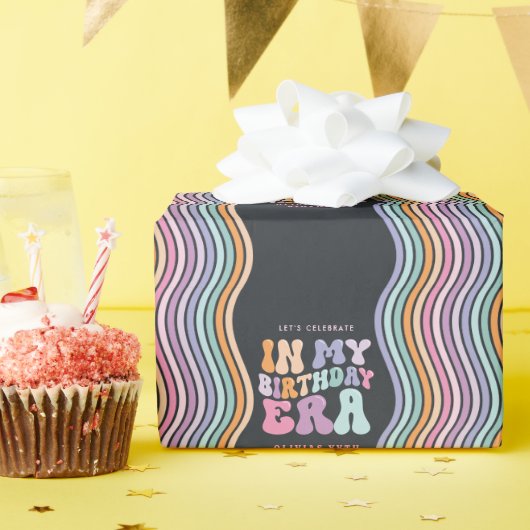 Papier Cadeau Retro pastel coloré époque d'anniversaire moderne (Fête d'anniversaire)