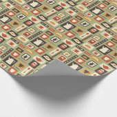 Papier Cadeau Rétro pattern with kitchen dishes for breakfast (Coin)
