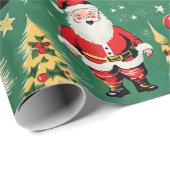 Papier Cadeau Retro Père Noël Holiday Delties (Coin rond)