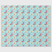 Papier Cadeau Retro Père Noël Jouer Tennis Ogee Motif (Plat)