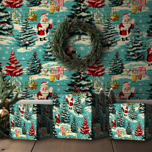 Papier Cadeau Retro Père Noël Wonderland