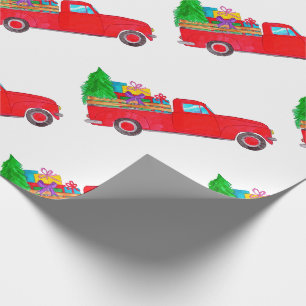 Papier Cadeau Retro Pickup avec cadeaux de Noël