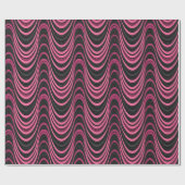 Papier Cadeau Retro Pink and Black Wavy Abstract Pattern (Plat)