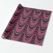 Papier Cadeau Retro Pink and Black Wavy Abstract Pattern (Déroulé)