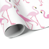Papier Cadeau Rétro Pink Flamingo Motif Thème Oiseau exotique (Coin rond)