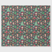 Papier Cadeau Retro Pixel Art Christmas Wrapping Paper (Plat)