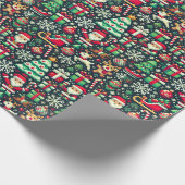 Papier Cadeau Retro Pixel Art Christmas Wrapping Paper (Coin)