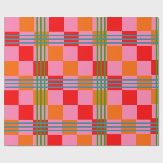 Papier Cadeau Retro Plaid  (Plat)