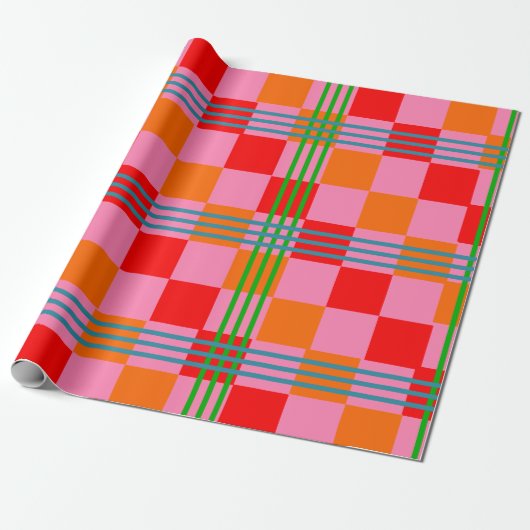 Papier Cadeau Retro Plaid  (Déroulé)