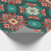 Papier Cadeau Retro Poinsettia Burst Christmas Pattern (Coin)