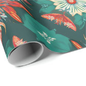 Papier Cadeau Retro Poinsettia Burst Christmas Pattern (Coin rond)