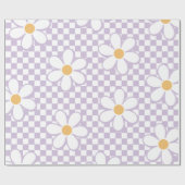 Papier Cadeau Retro Purple Check et marguerite (Plat)