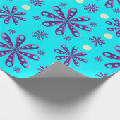 Papier Cadeau Retro Purple Flowers on Blue Background (Coin)