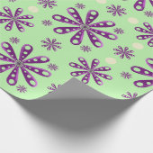 Papier Cadeau Retro Purple Flowers on Green Background (Coin)