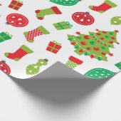 Papier Cadeau Retro Red Green sapin cadeau Motif Wrappi (Coin)