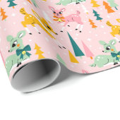 Papier Cadeau Retro Reindeer Wonderland Motif de vacances (Coin rond)