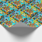 Papier Cadeau Retro Robot Birthday Boy personnalisable (Coin)