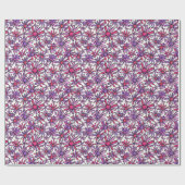 Papier Cadeau Retro rose et violet marguerite motif floral (Plat)