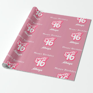 Papier Cadeau Retro Rose Sweet 16e anniversaire