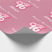 Papier Cadeau Retro Rose Sweet 16e anniversaire (Coin)