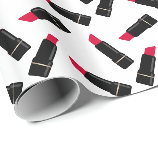 Papier Cadeau Rétro, rouge à lèvres (Coin rond)