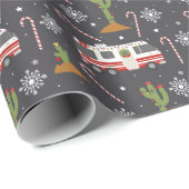 Papier Cadeau Retro Rv Desert Cactus Enveloppement Motif de Noël (Coin rond)