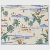 Papier Cadeau Retro sans couture motif d'île tropicale à la lumi (Plat)