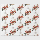 Papier Cadeau Retro Santa Cocktail Christmas (Plat)