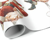 Papier Cadeau Retro Santa Cocktail Christmas (Coin rond)