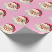 Papier Cadeau Retro Santa Face Christmas Pink (Coin)