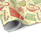 Papier Cadeau Retro Séjour de Noël Chaleureux Vacances Chaud Coc (Coin rond)