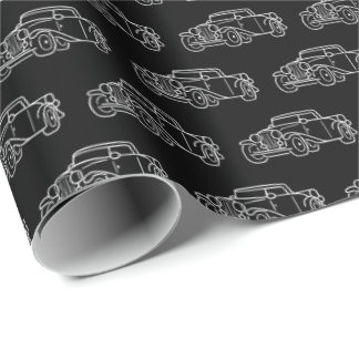 Papier Cadeau Retro Simple Elegant Black White Classic Cars
