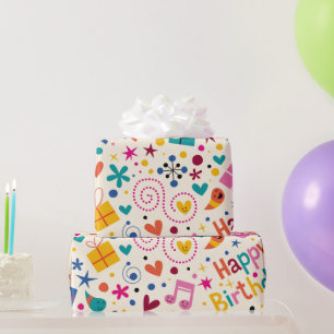 Papier Cadeau Retro Singing Joyeux Anniversaire