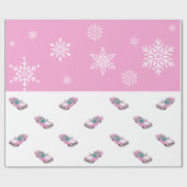 Papier Cadeau Retro - Snowflakes & Car (Plat)