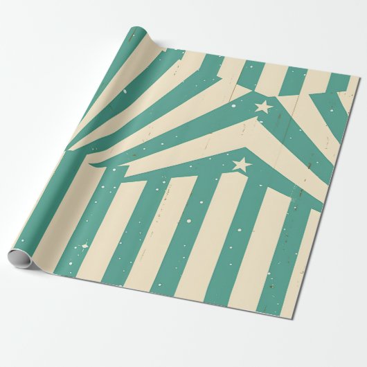 Papier Cadeau Retro Starburst (Déroulé)