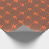 Papier Cadeau Retro Starburst Motif Orange et Brown (Coin)