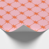 Papier Cadeau Retro Starburst Motif rose et orange (Coin)