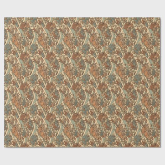 Papier Cadeau Retro Suburban Toile de Jouy Wrapper Papier Roulea (Plat)