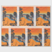 Papier Cadeau Retro Sunset Forest Paysage Abstrait (Plat)