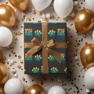 Papier Cadeau Retro Sunset Photo Fête des mères Meilleur Chat Ma