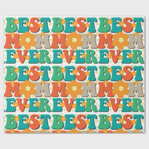 Papier Cadeau Retro Super Meilleure maman Jamais coloré